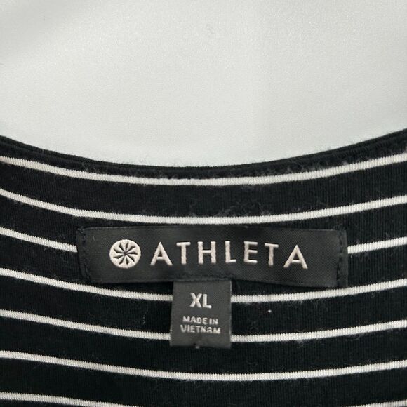 ATHLETA Black White Striped La Palma Sleeveless Stretch Bodycon Mini Dress XL - Picture 6 of 7